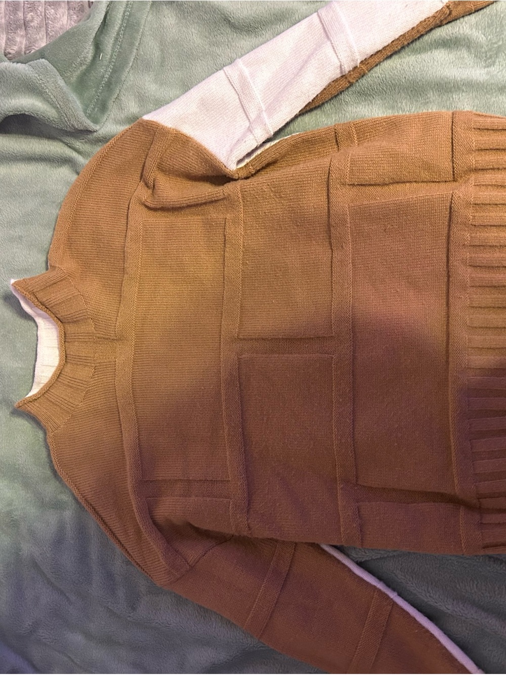 Absolutely Brown Knit Sweater with Box Stitch Detail